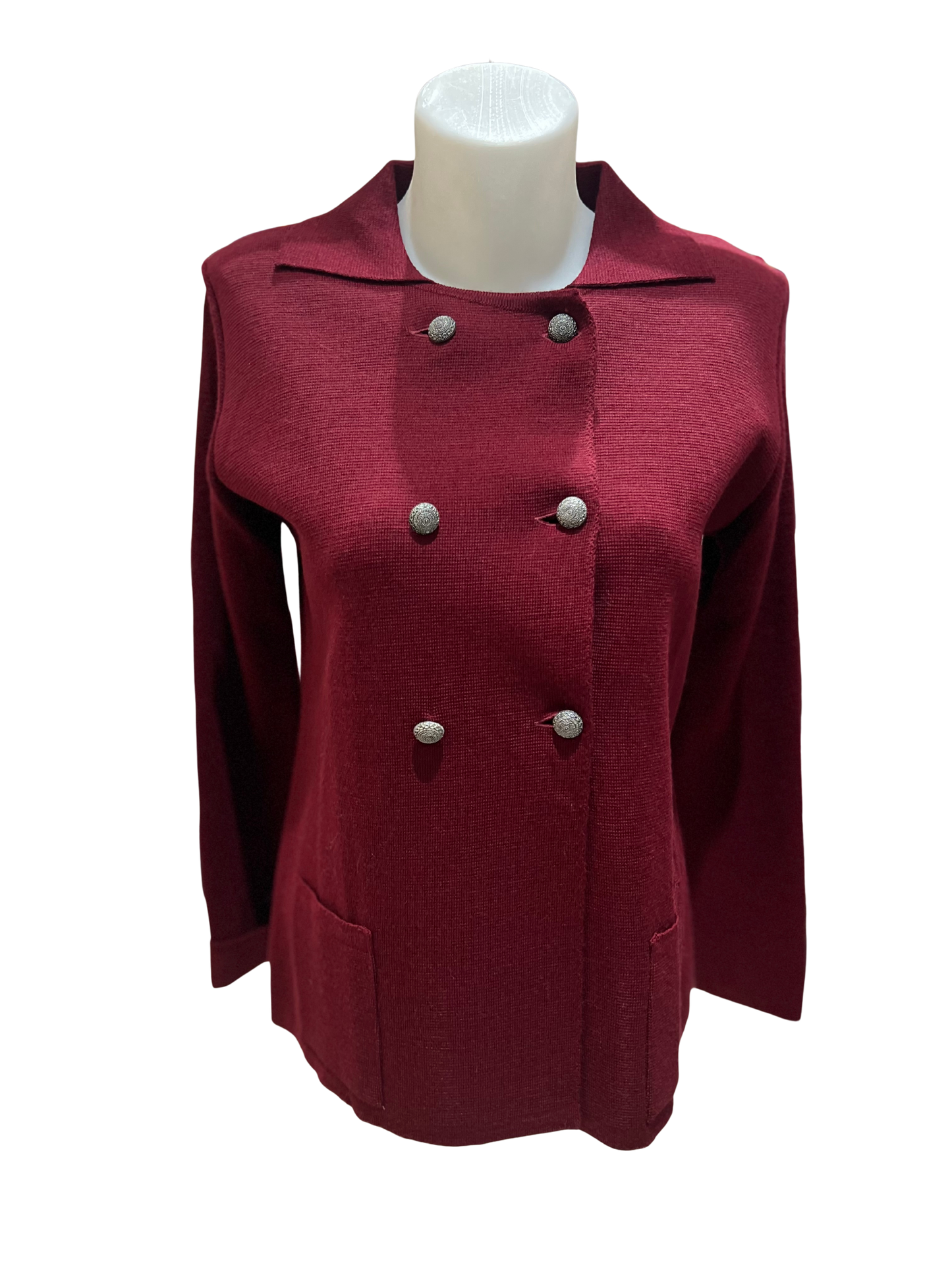 Iodena Burgundy Button Cardigan
