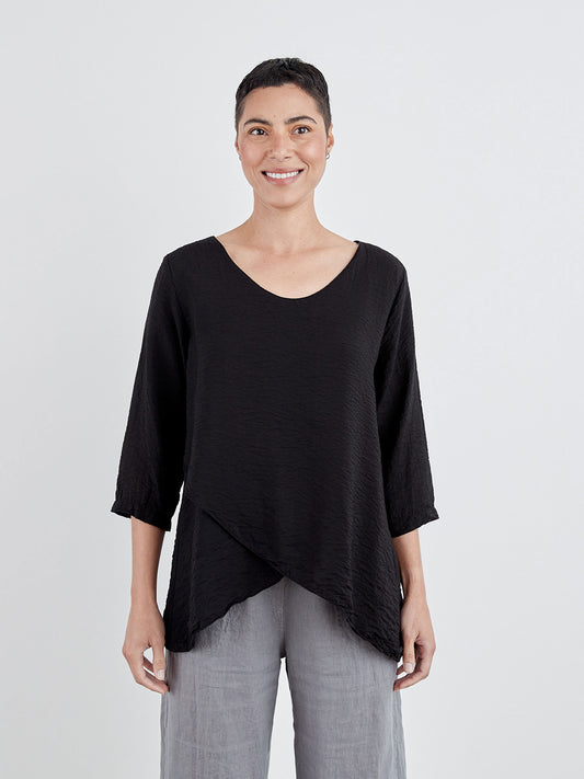 Cut Loose Black Double Layer V-Neck Top