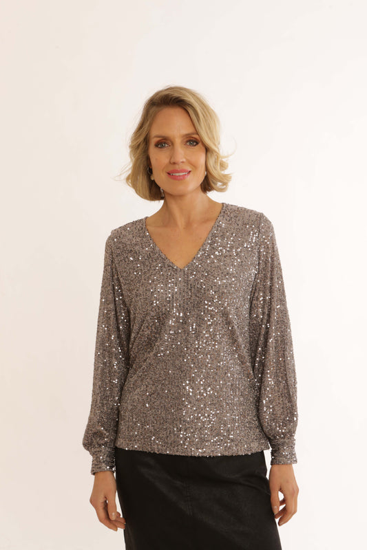 Pomodoro Silver Sequin Blouse