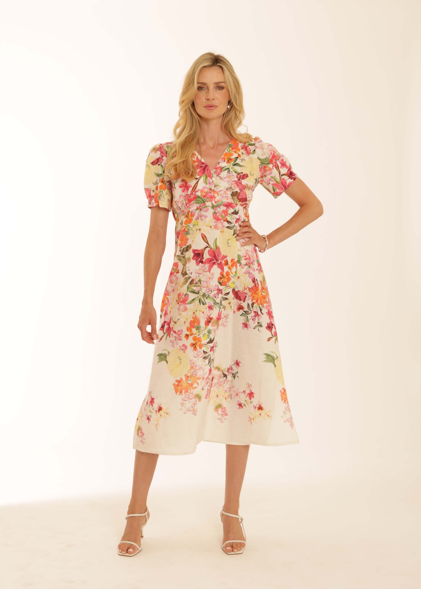 Pomodoro Tropical Flower Tea Dress