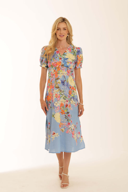 Pomodoro Tropical Flower Tea Dress