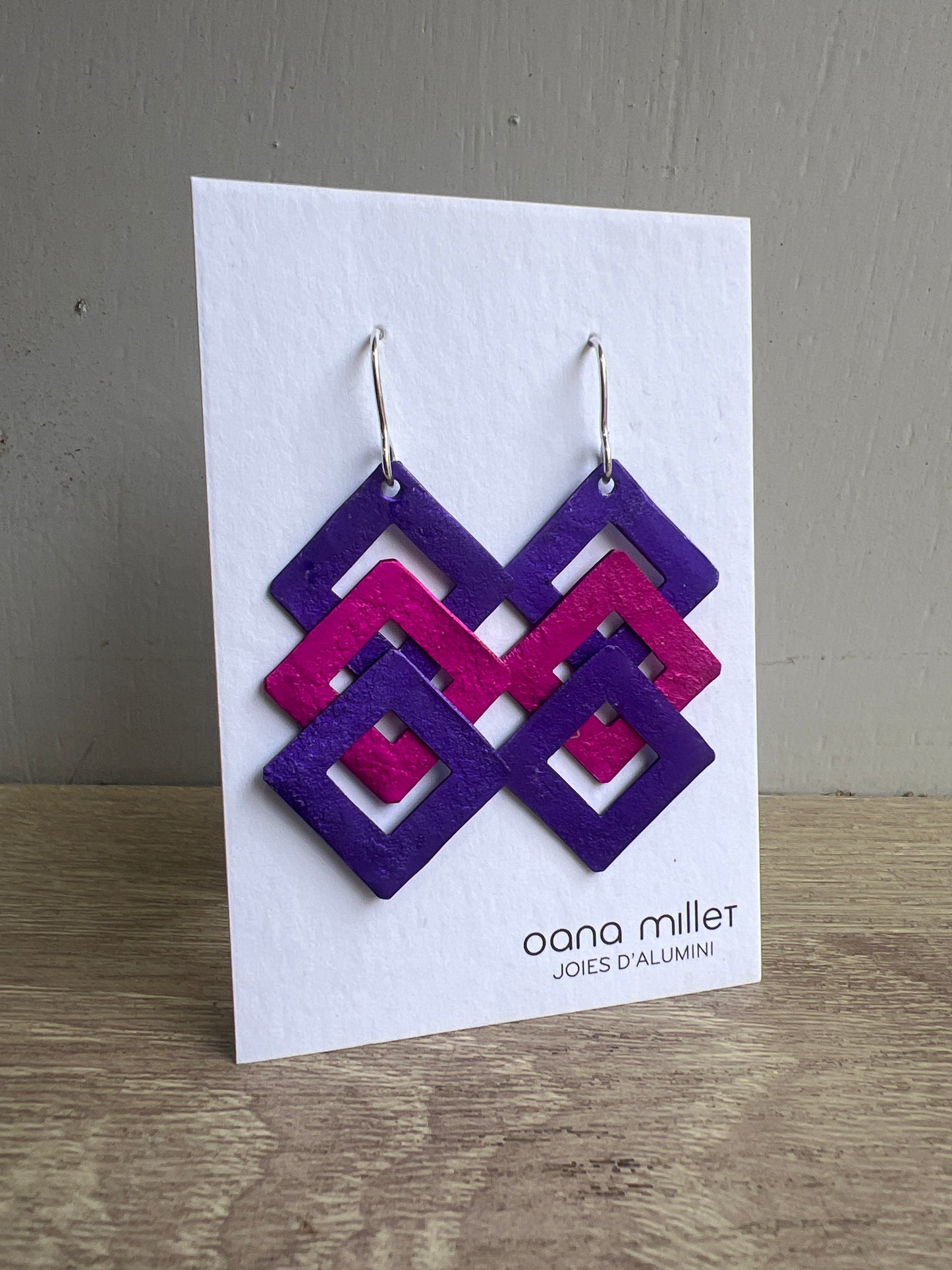 Oana Millet Long Triple Square Earrings