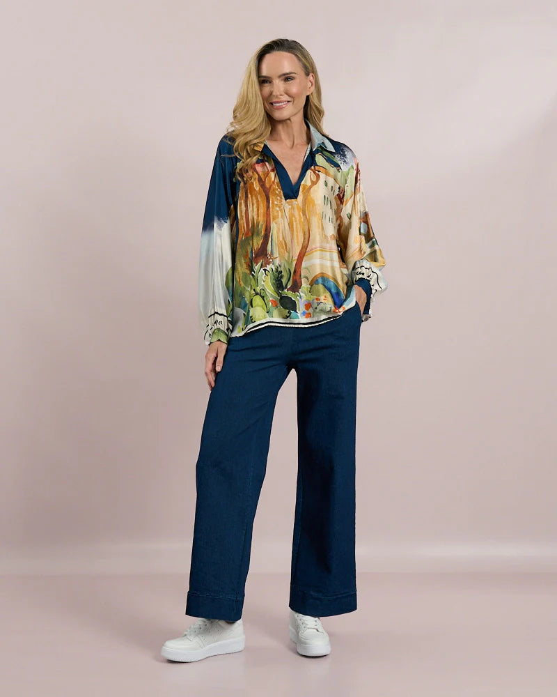 Deck by Decollage O/S Scenic Navy Blouse