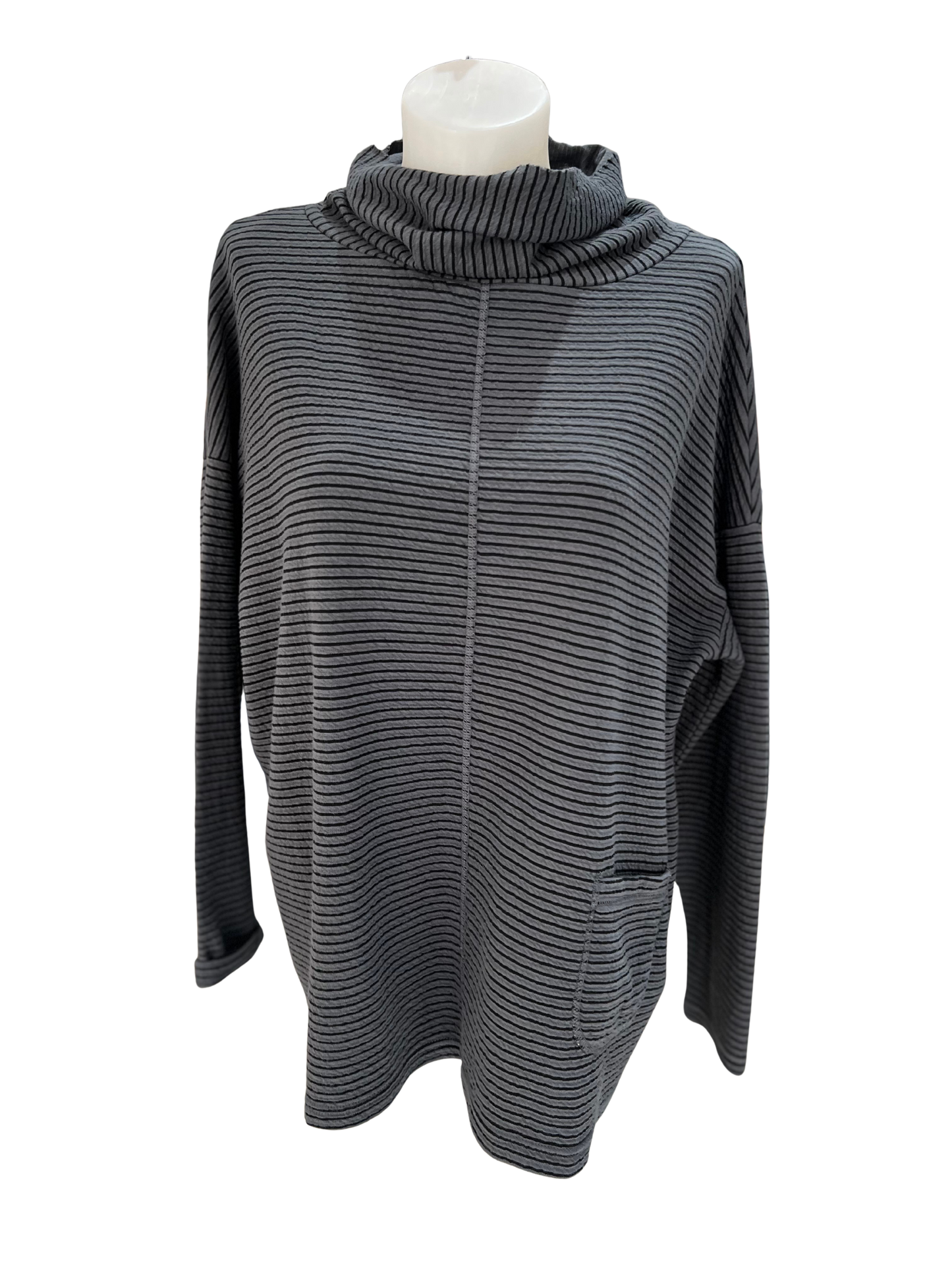 Cut Loose O/S Funnel Pullover with Stripes
