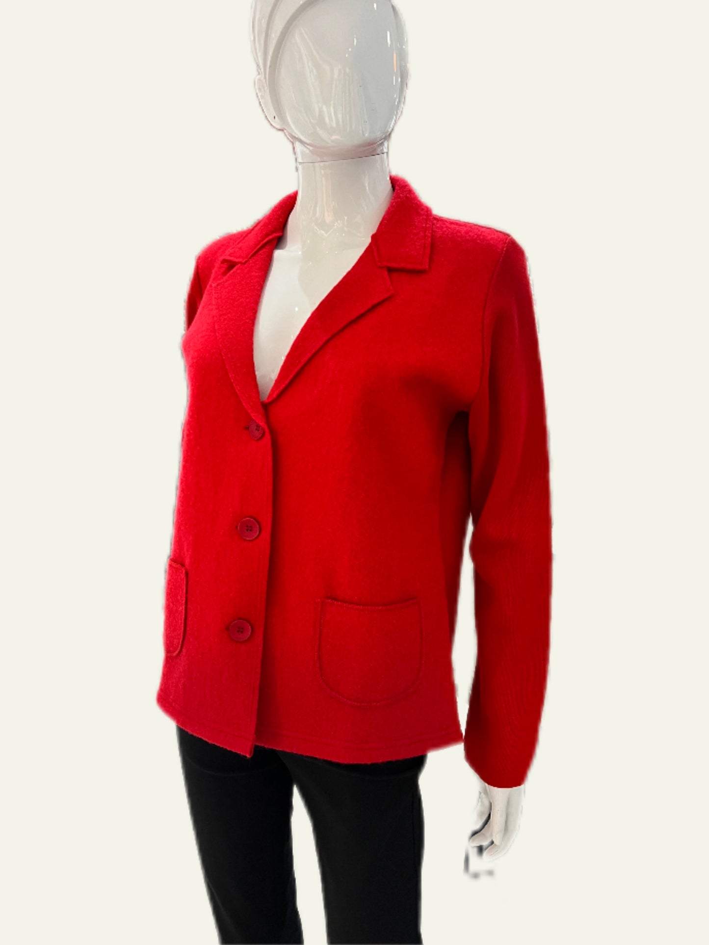 Iodena Boiled Wool Red Jacket/Cardigan