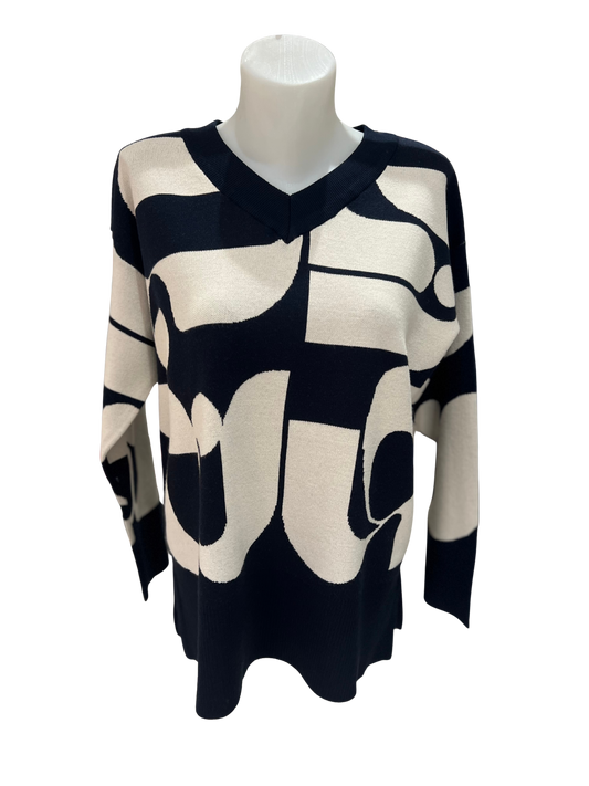Sunday Abstract Navy/Cream Jumper