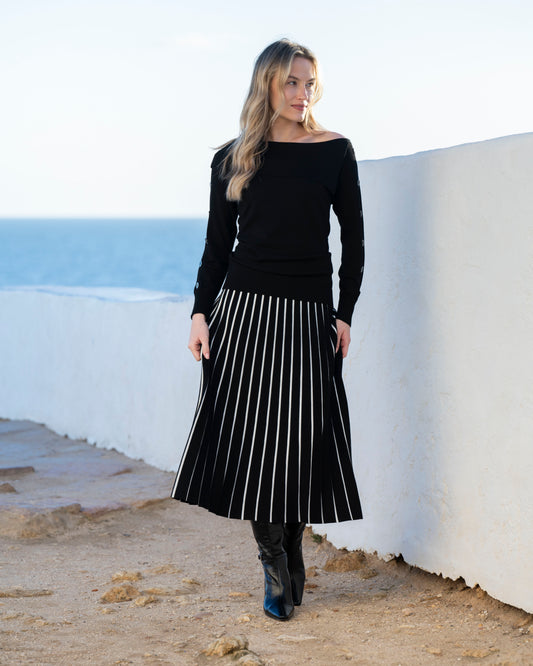 Marble Black/White Knit Skirt