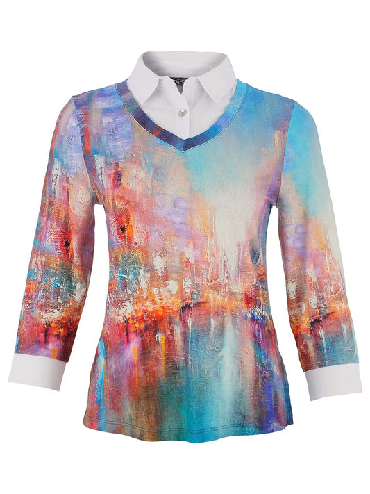 Dolcezza "The Blue City" Faux Shirt Top