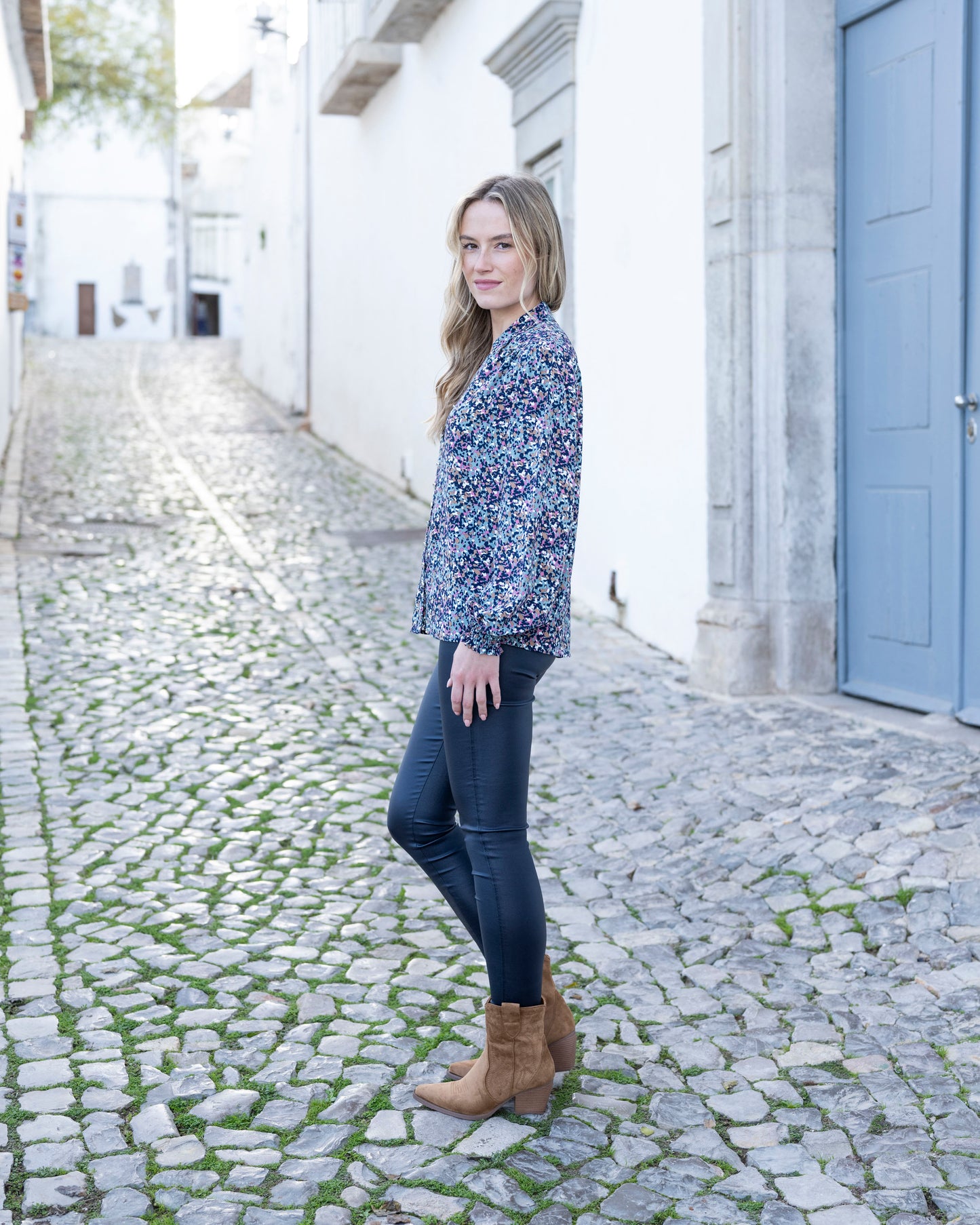 Marble Blue/Pink Spotty Blouse