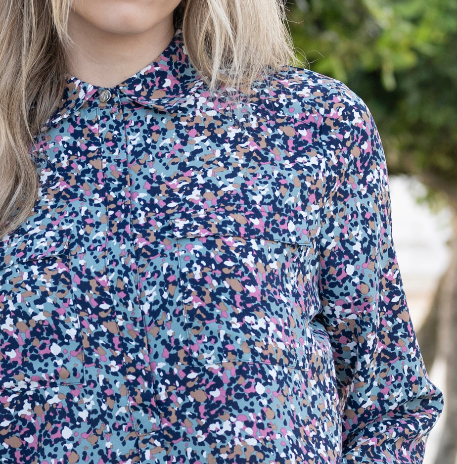 Marble Blue/Pink Spotty Blouse