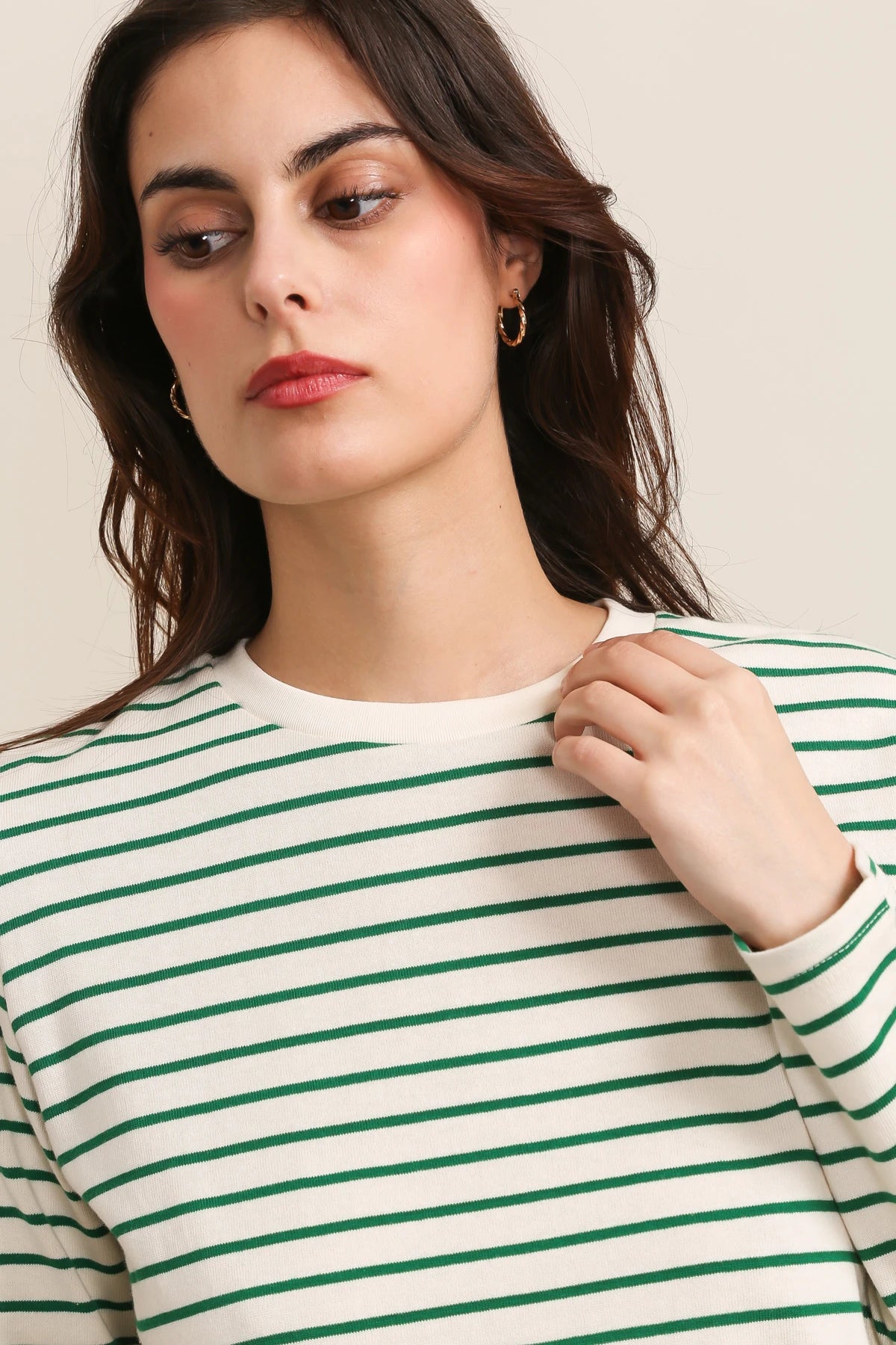 Daphnea Striped Long Sleeve Top