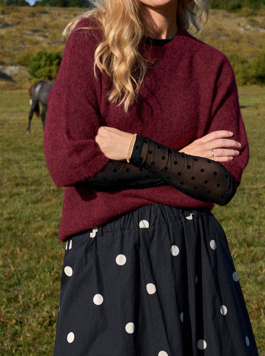 Black Colour BcJennie Dotted Mesh Top