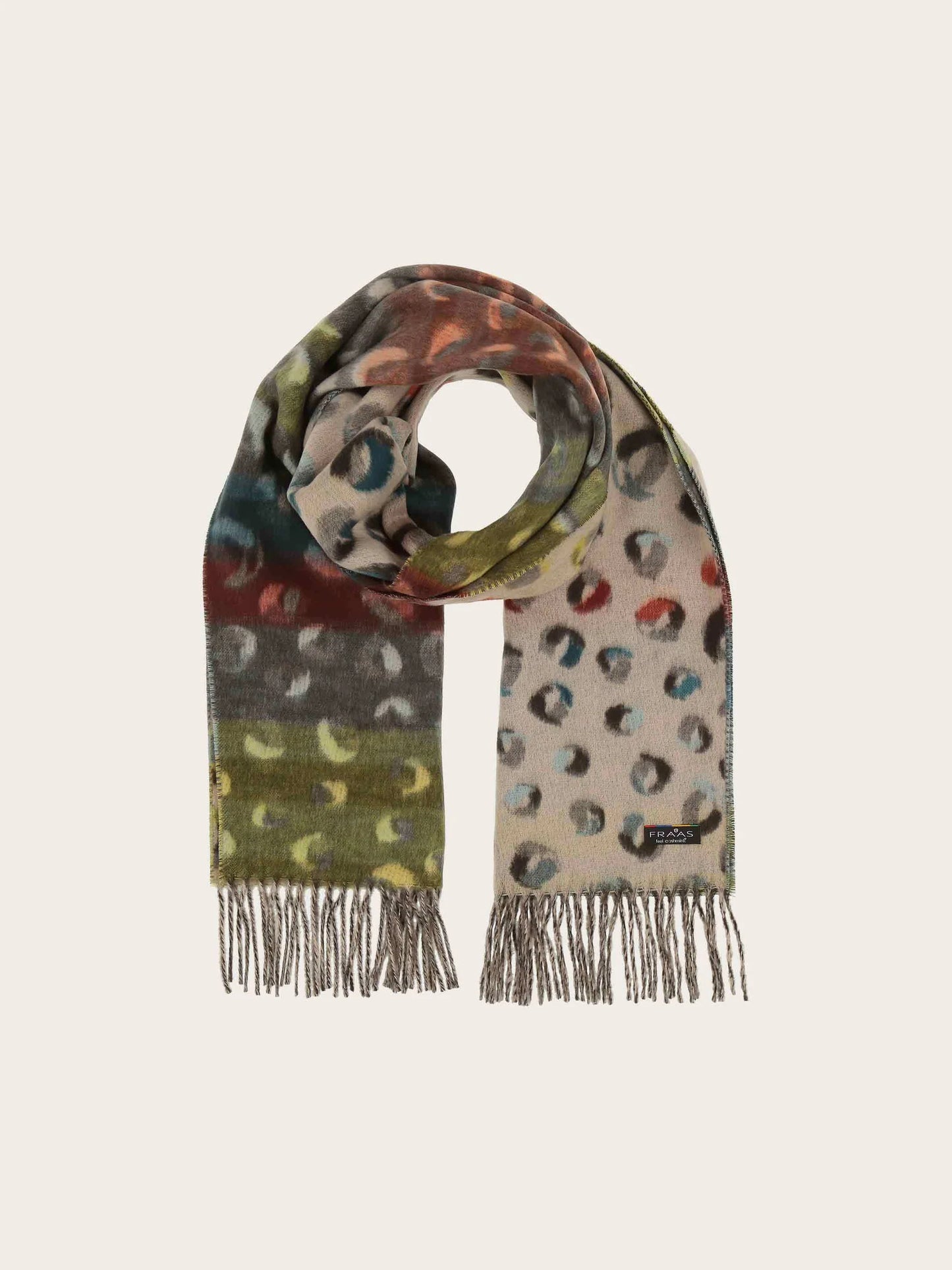 Fraas Double-face Cashmink scarf with Colorful Leopard Pattern