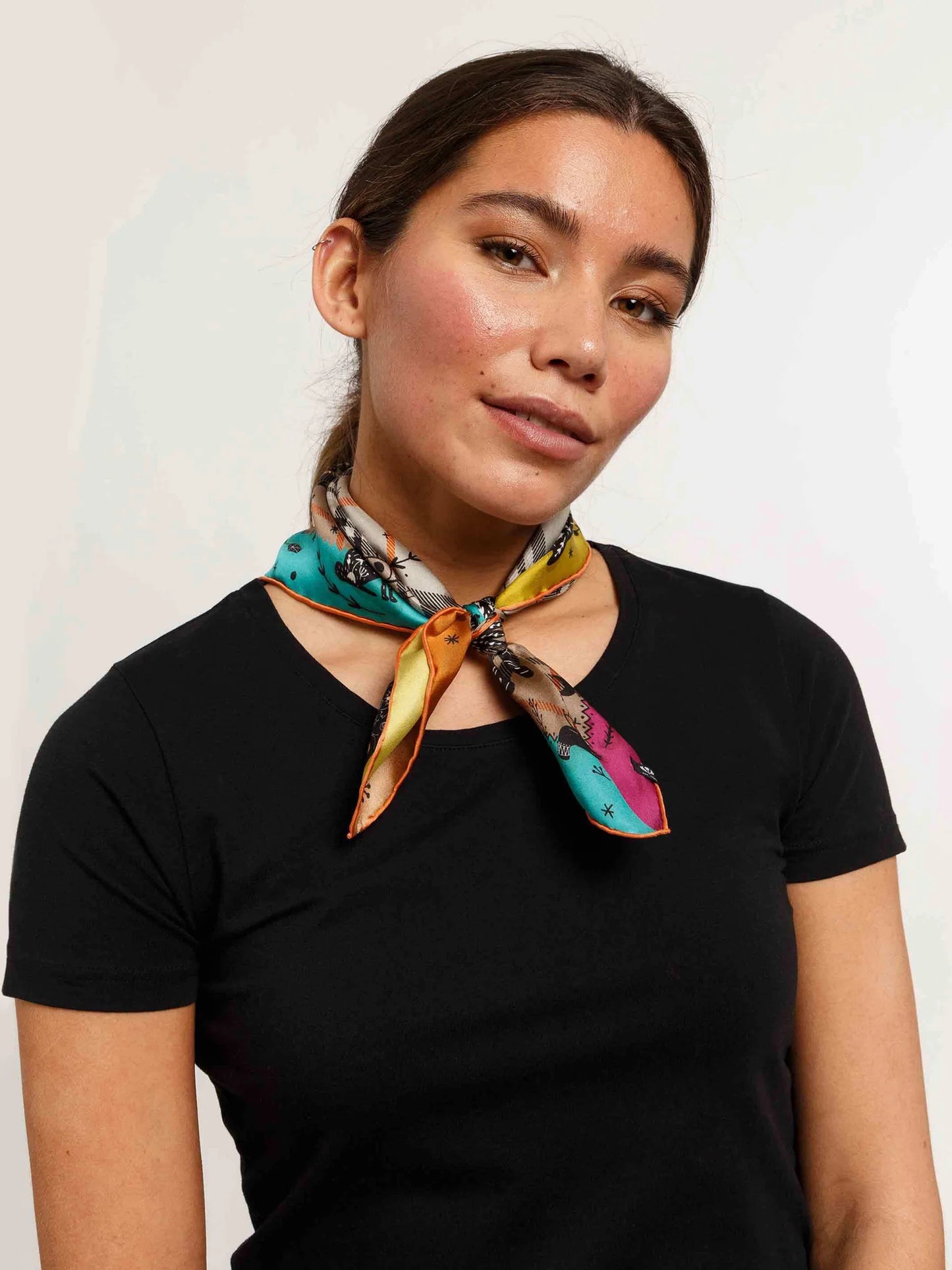 Fraas Mystical Print Plaid Silk Neckerchief