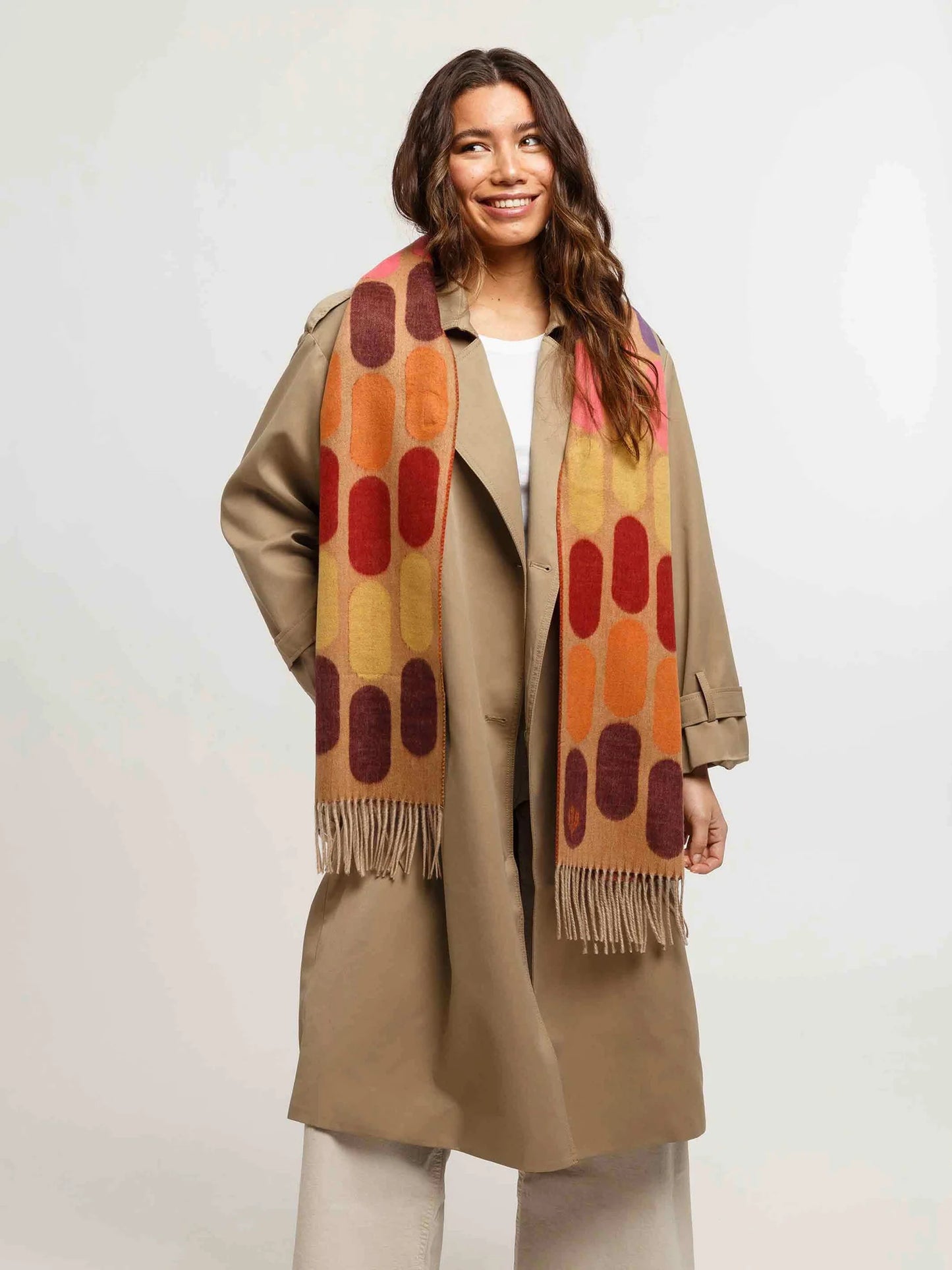 Fraas Cashmink Scarf with Graphic Oval Pattern