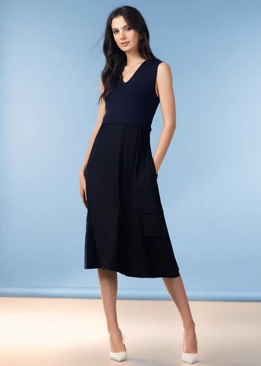 Alison Sheri Navy Sleeveless Dress