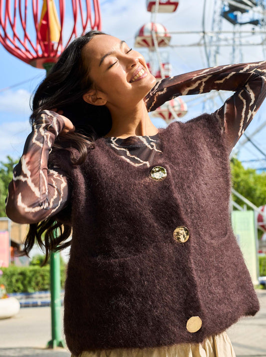 Black Colour Bjoerk Coffee Button Vest