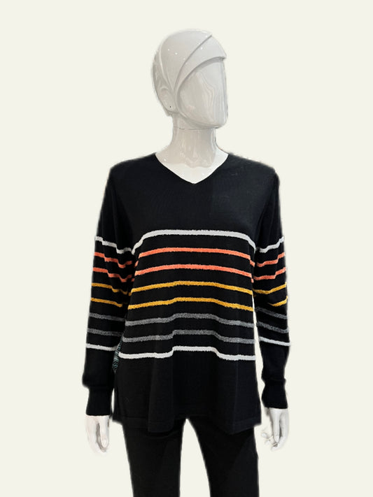 Iodena Black Stripe Knit Top