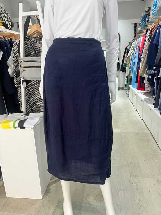 Cut Loose Navy Linen Skirt