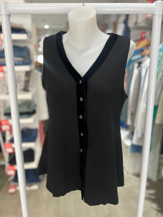 Cut Loose Black Vest with Velvet Trim