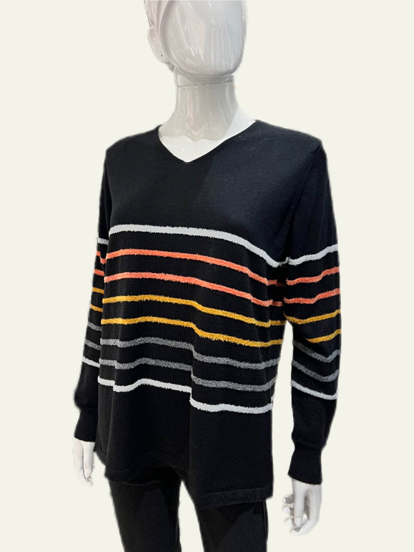 Iodena Black Stripe Knit Top