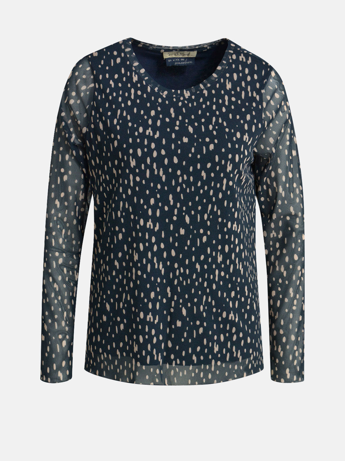 Smith & Soul Printed Mesh Navy Top