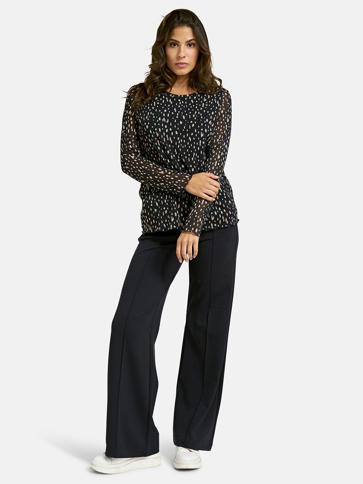 Smith & Soul Printed Mesh Navy Top