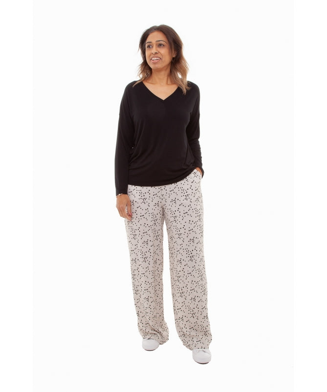 Dreams Ivory/ Black Spot Palazzo Trousers