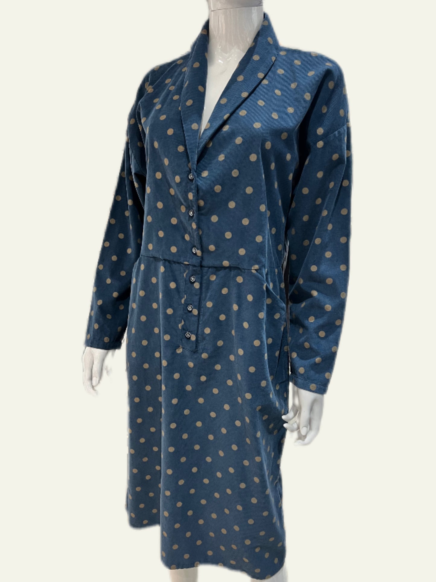 Blueberry Polkadot Cord Navy Dress