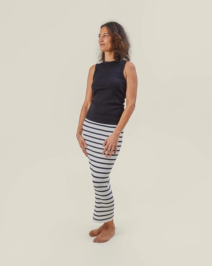 Chalk Ellen Ribbed Navy Vest Top