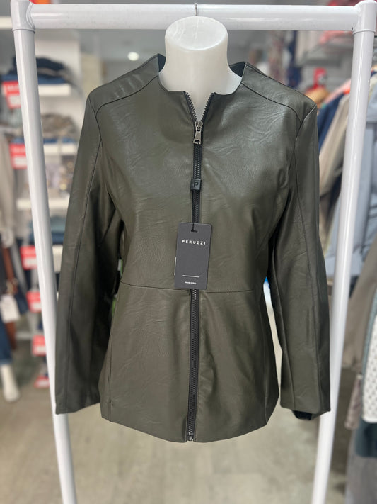 Peruzzi Dark Green Pleather Jacket