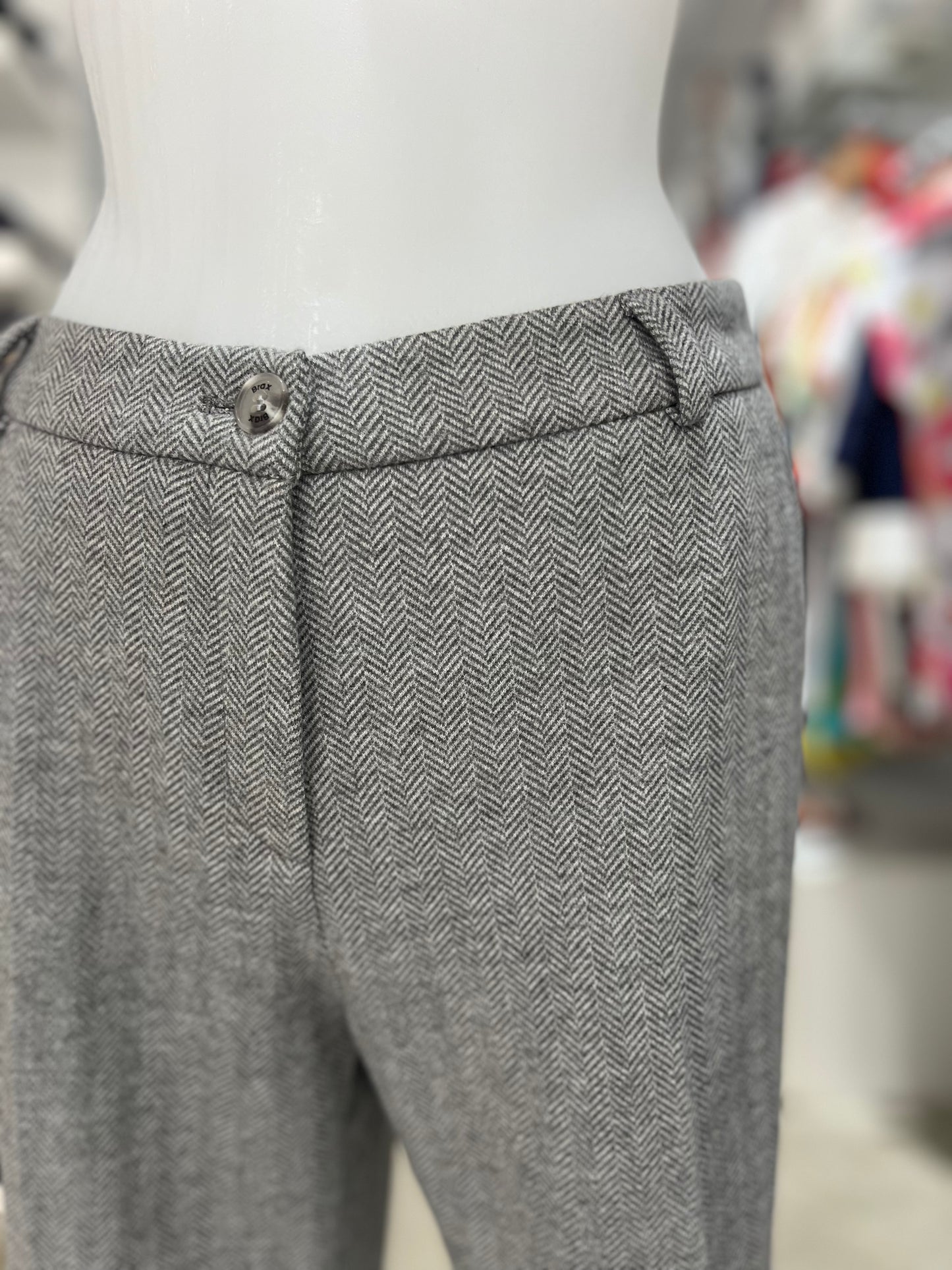 Brax Maron S Grey Herringbone Trousers