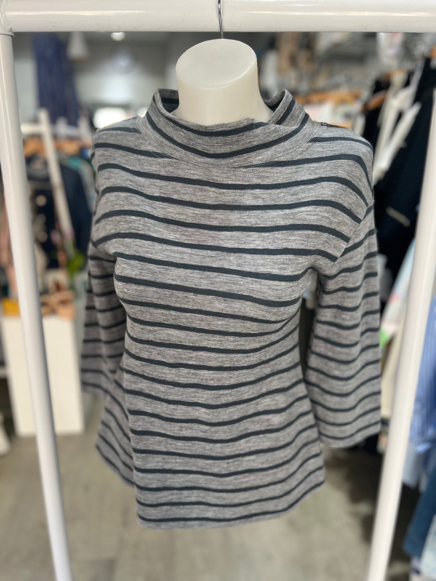 By Basics Merino Wool Striped Grey Top