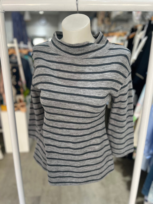 By Basics Merino Wool Striped Grey Top