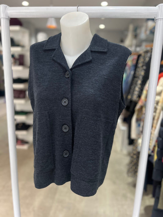 By Basics Merino Vest with Open Collar