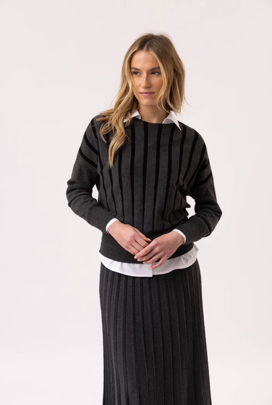 Marble Grey Stripe Sweater