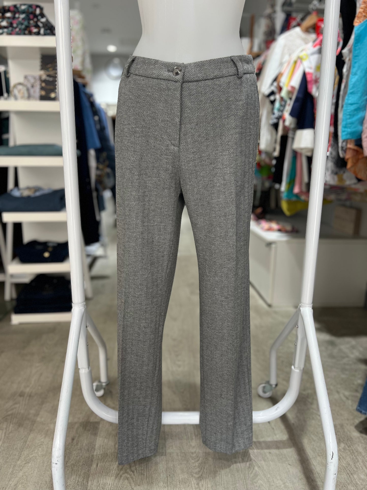 Brax Maron S Grey Herringbone Trousers