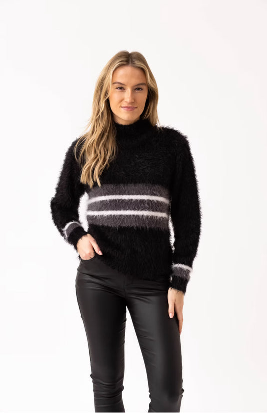 Marble Fuzzy Black Sweater