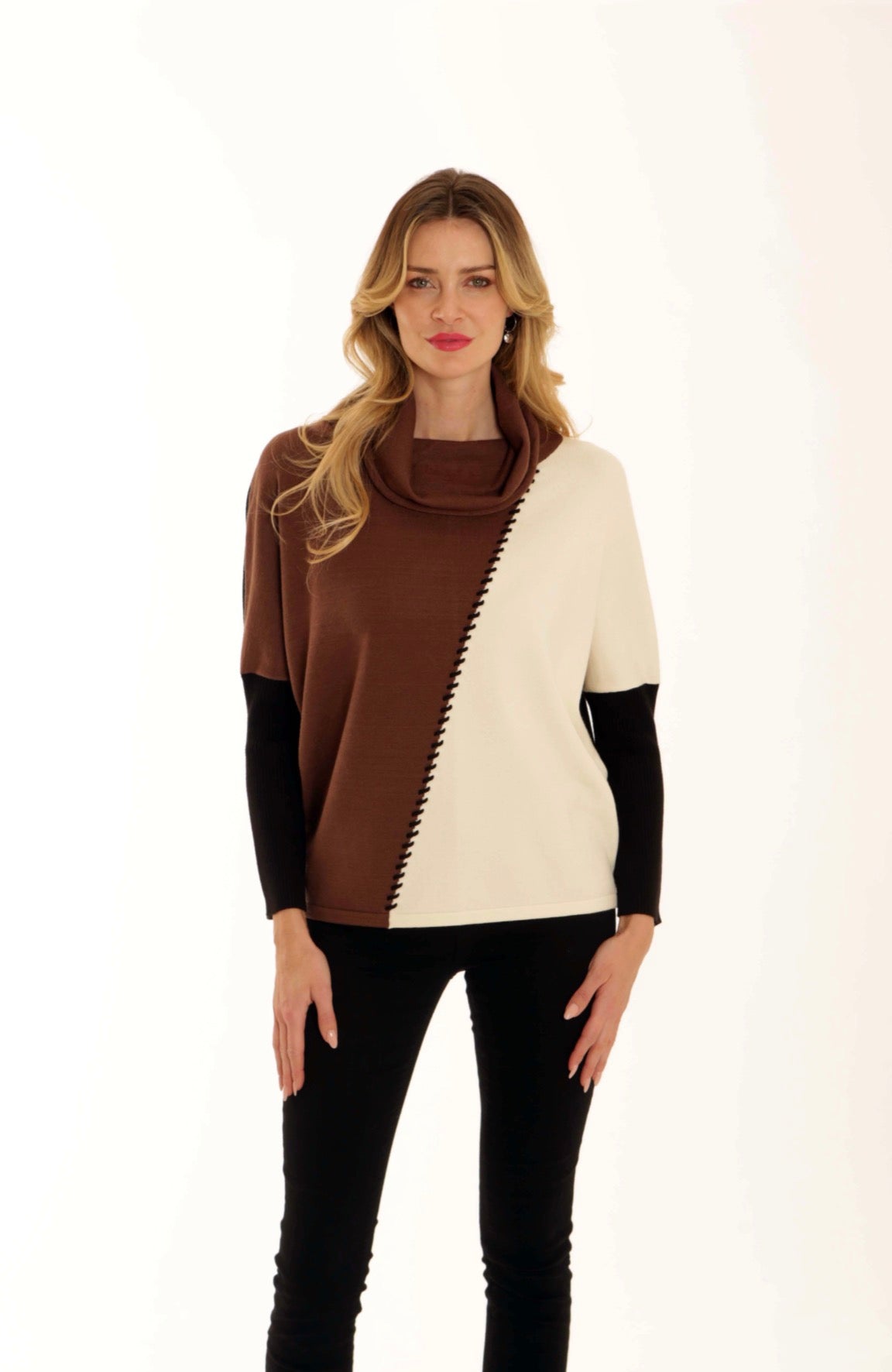 Pomodoro Colour Block Whipstitch Jumper