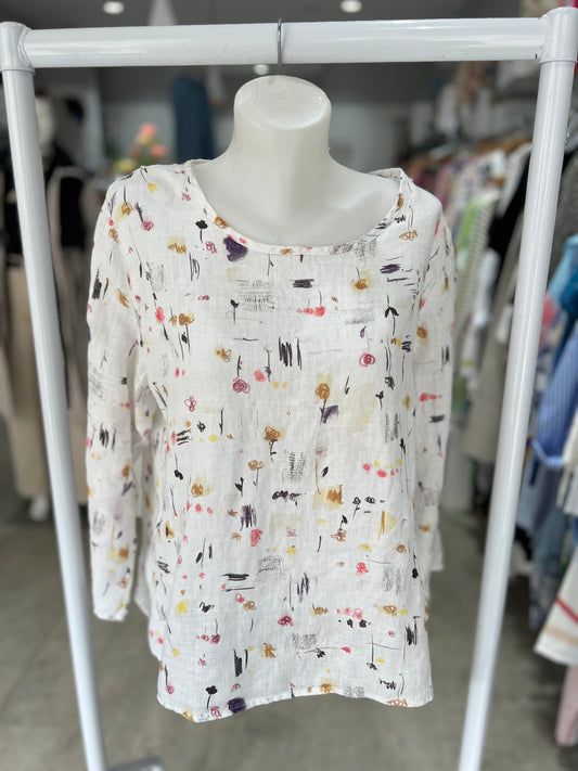 Cut Loose Linen Split Back Top