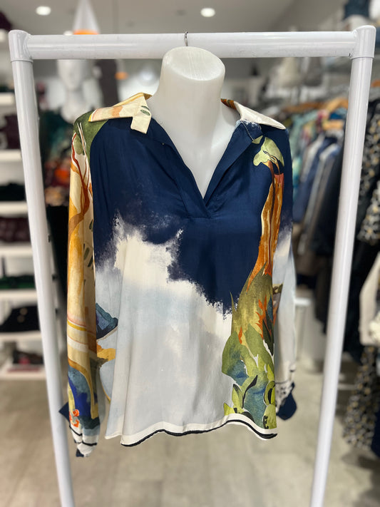 Deck by Decollage O/S Scenic Navy Blouse