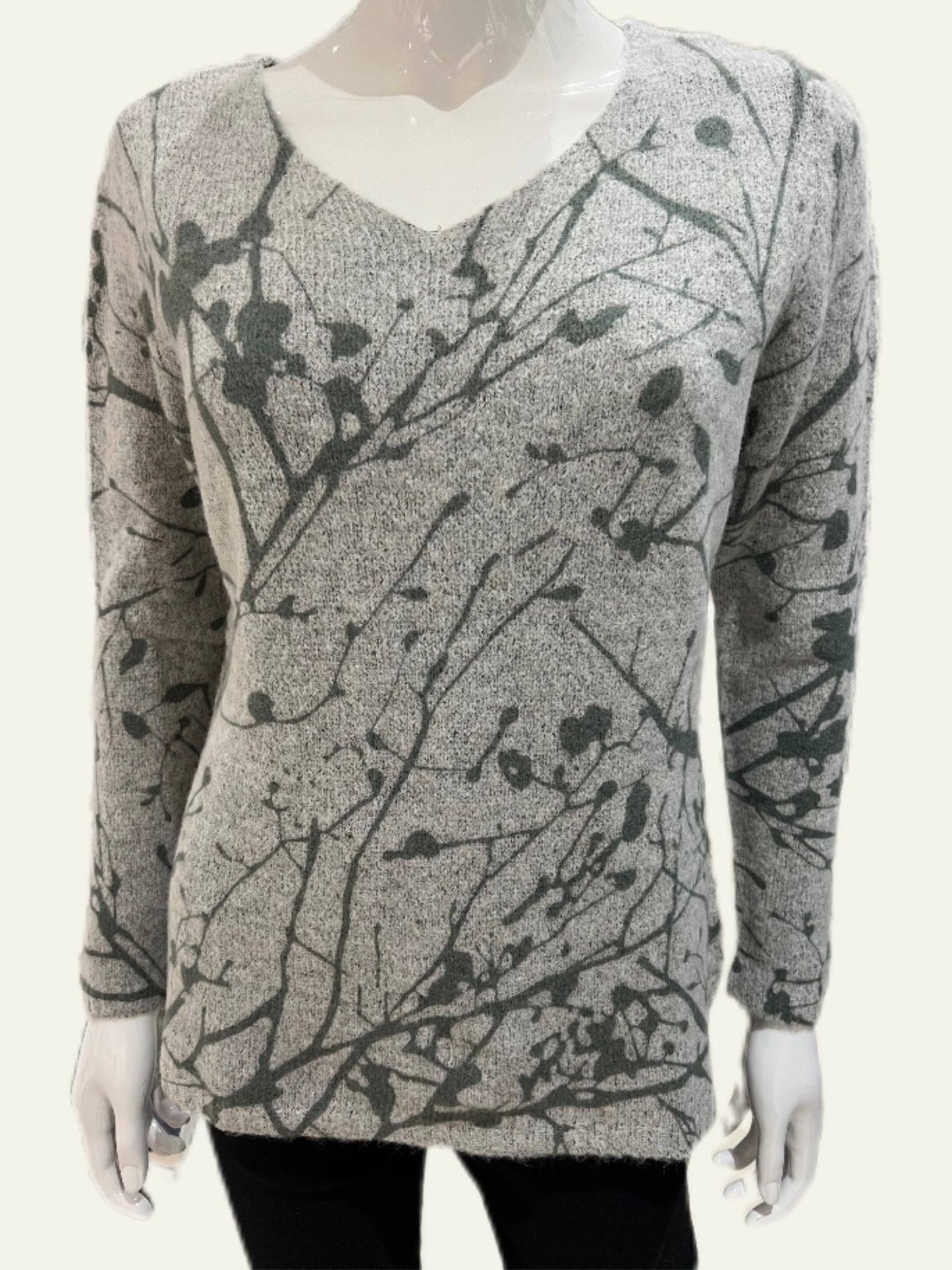 Iodena Grey/Green Splash Knit Top