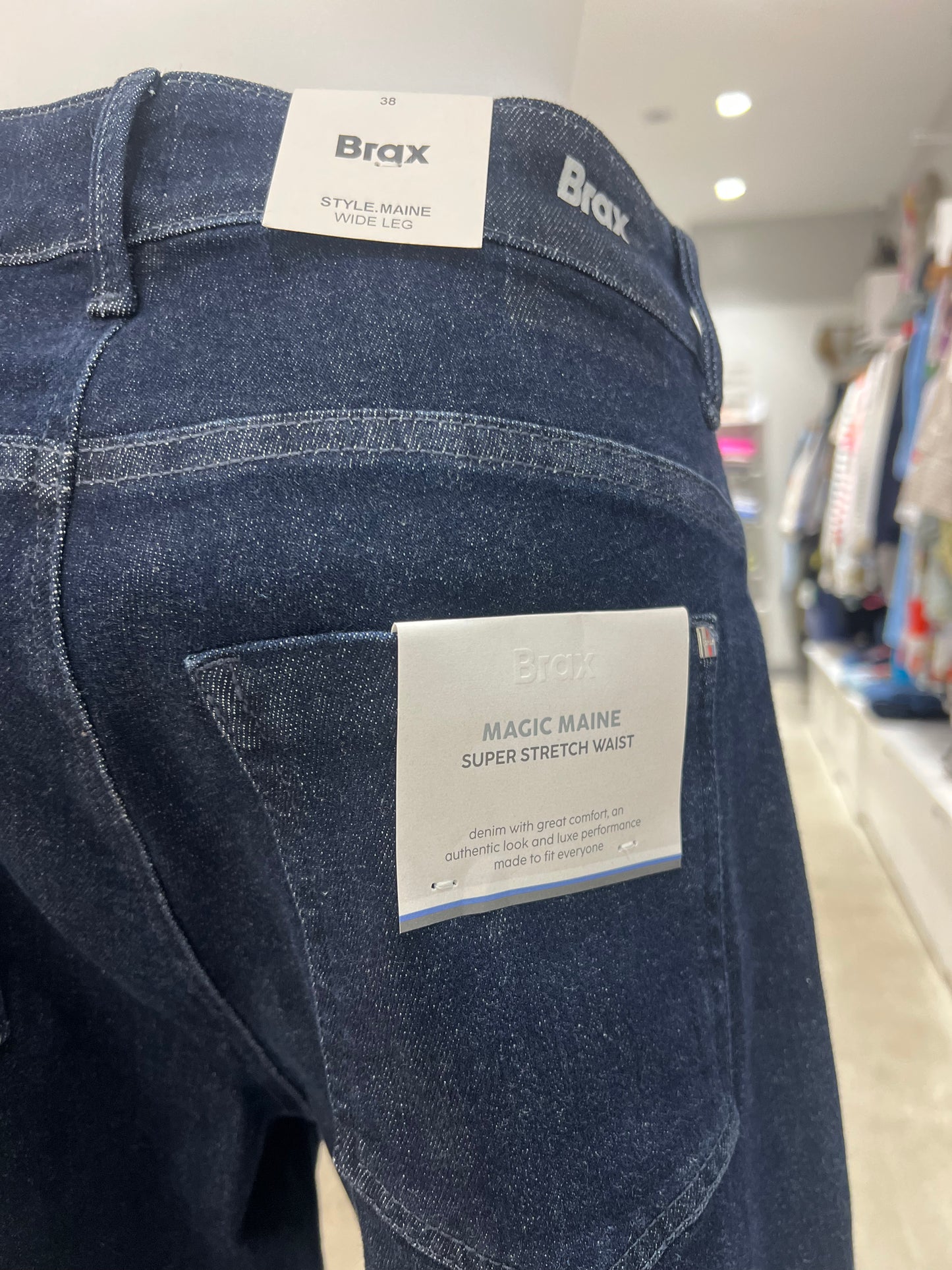 Brax Maine Wide Leg Dark Denim Trousers