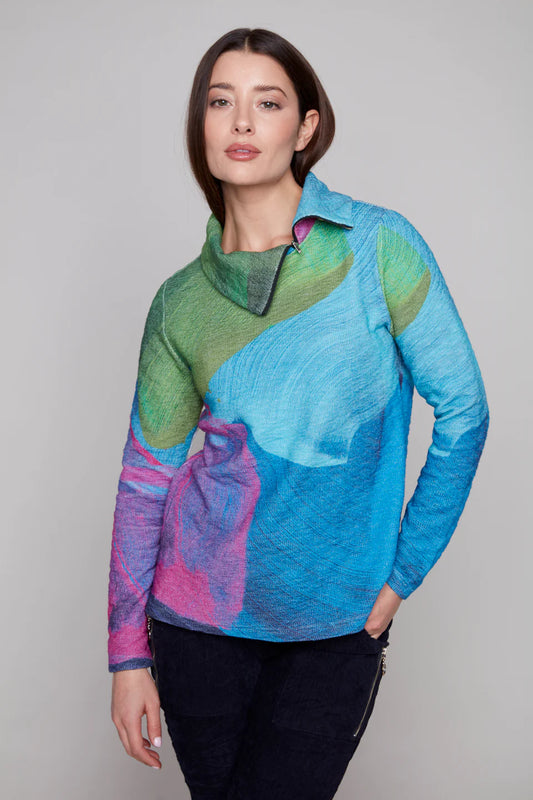 Claire Desjardins Zip Split Collar Top