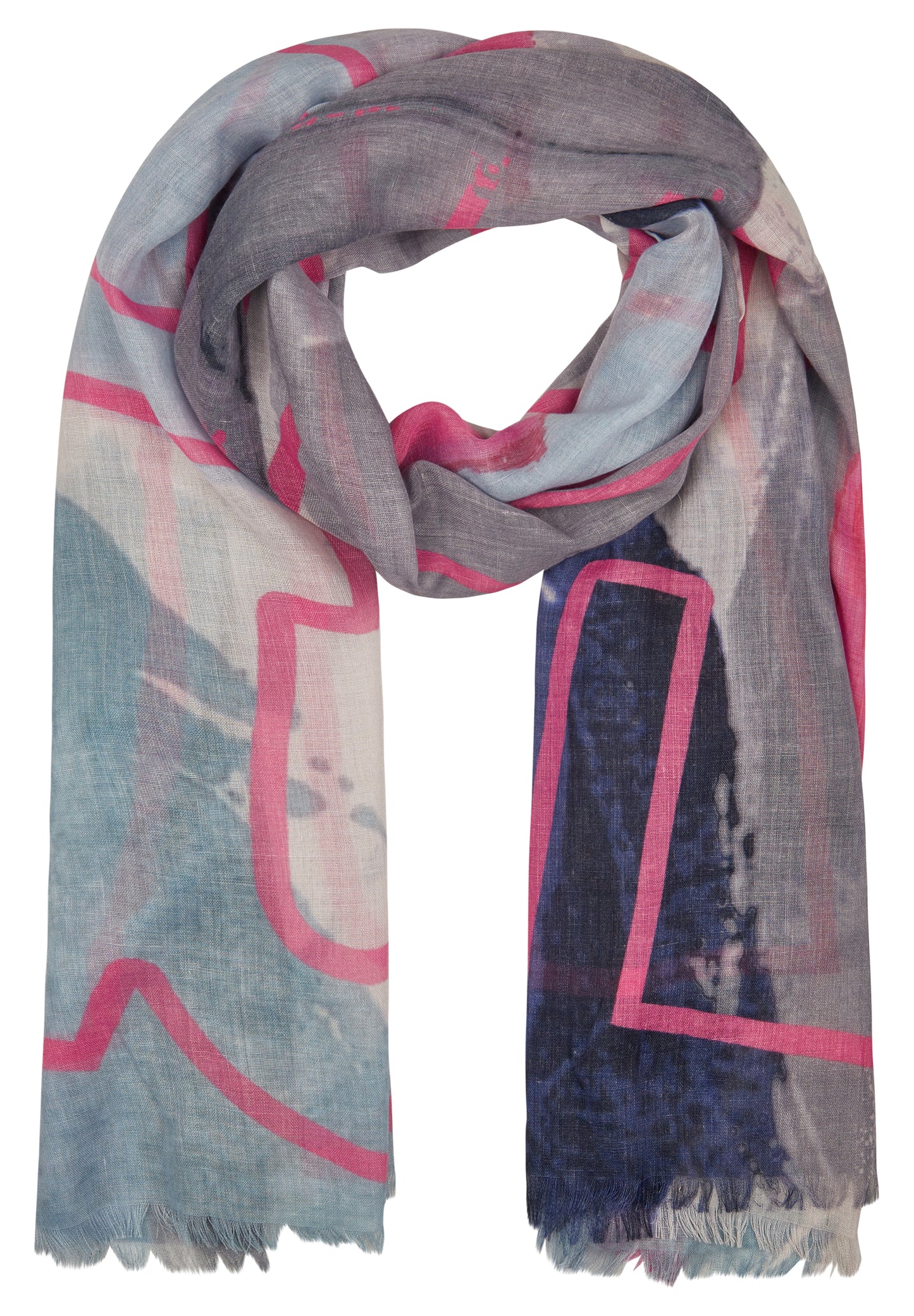Le Comte Pink and Blue Scarf