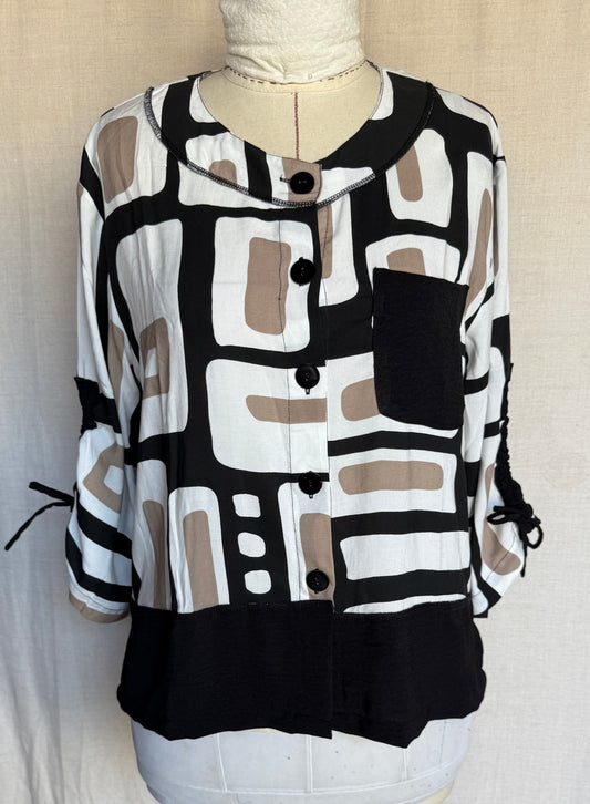 Tara Vao Magali Black Pattern Jacket