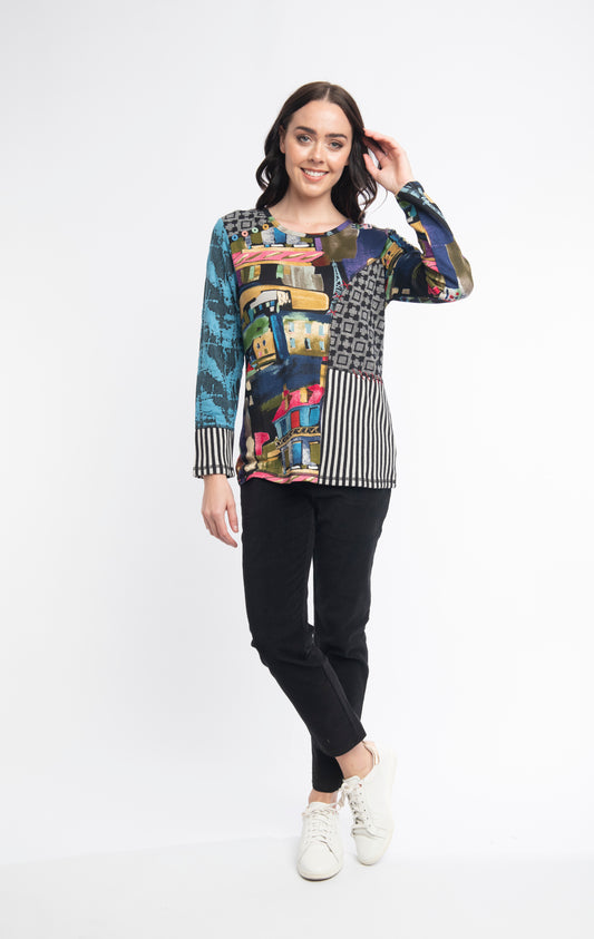 Orientique Madam Butterfly Patch Top