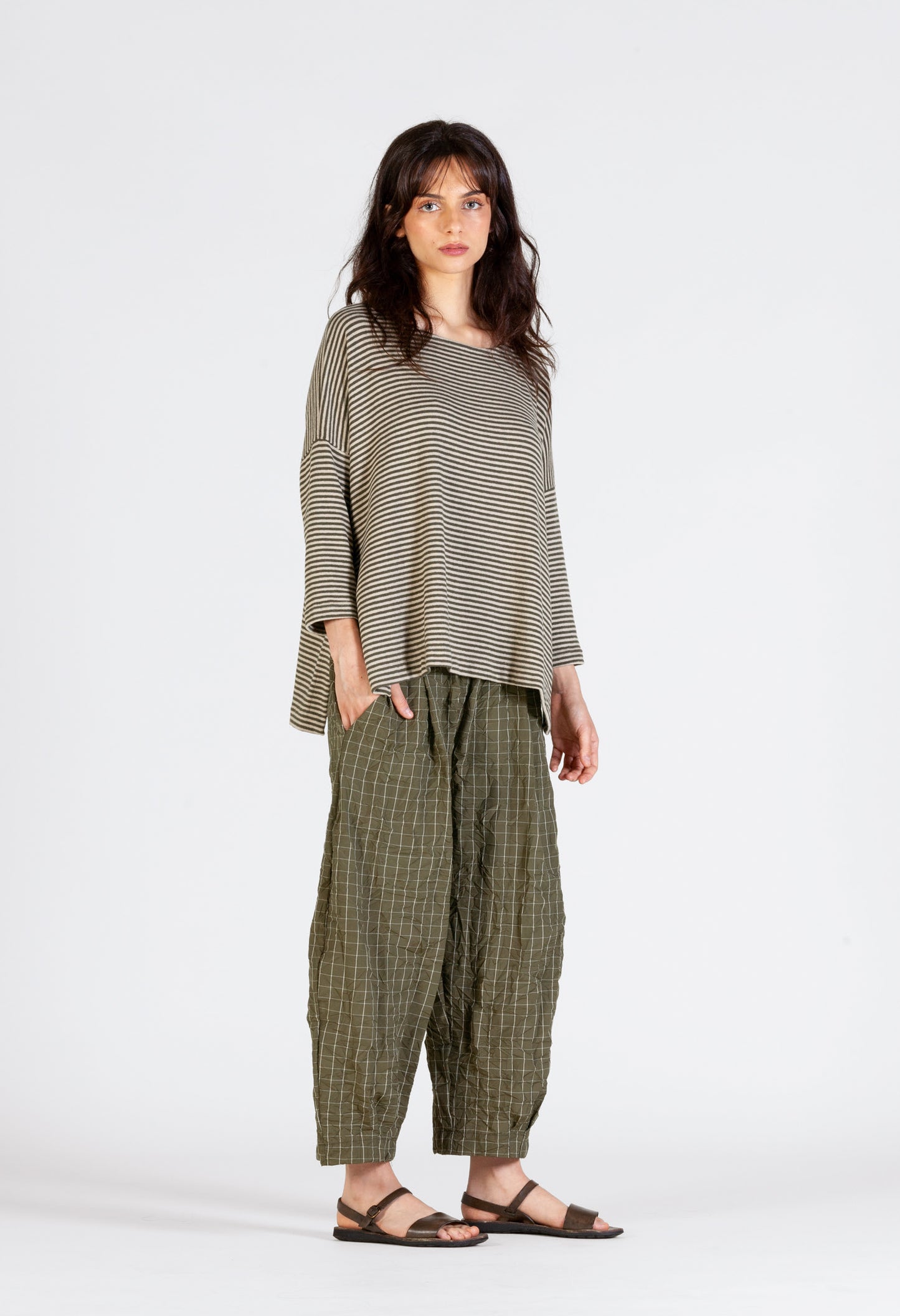Mama B Bianco G Check Trousers