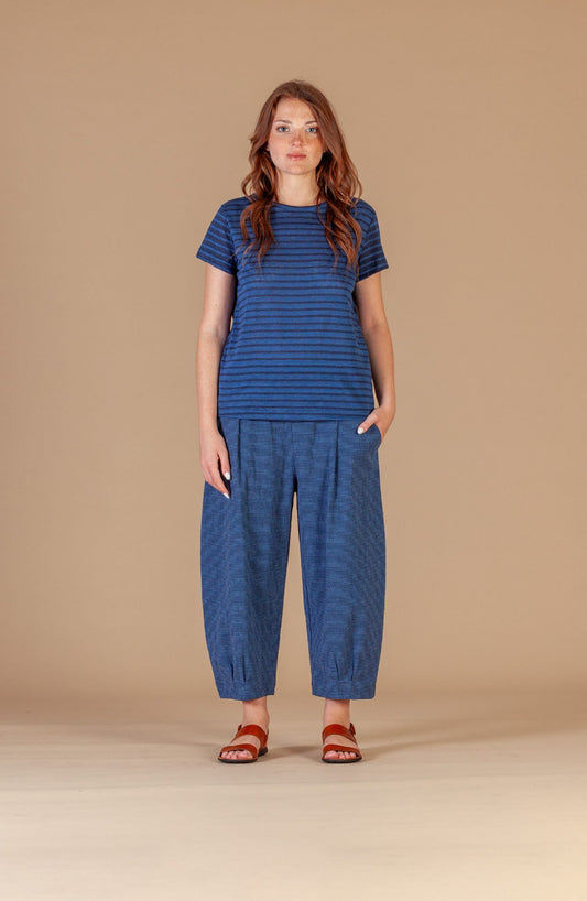 Mama B Bianco Q Blue Check Trousers