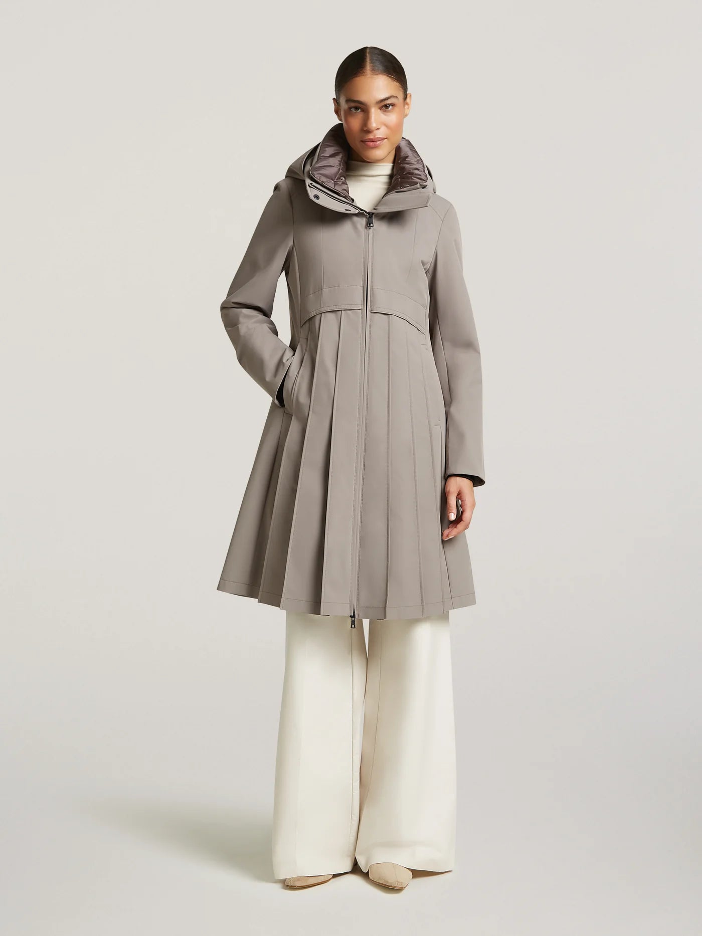 Creenstone May Smokey Taupe Pleated Coat